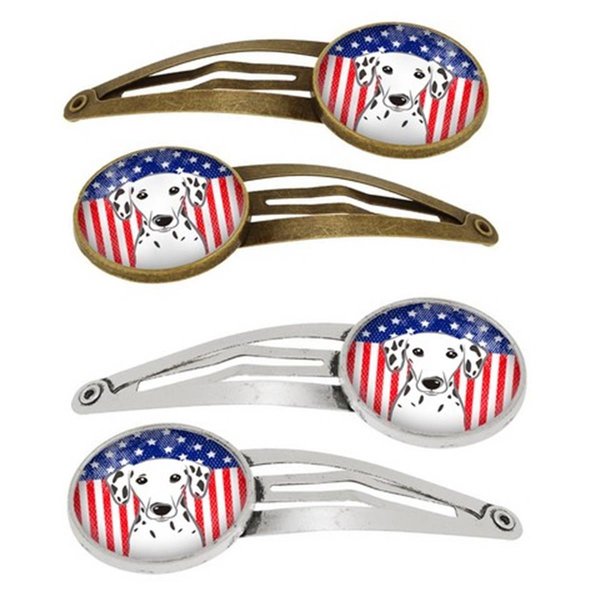 Carolines Treasures American Flag and Dalmatian Barrettes Hair Clips, Set of 4, 4PK BB2140HCS4